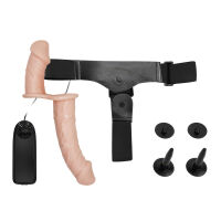 Tělový oboustranný strap-on s vibracemi dva penisy 10 cm + 18 cm - 70636320 - 5