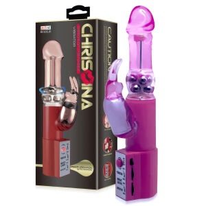 Rotující vibrátor se stimulačním králíčkem a kuličkami 24 cm - 76523033