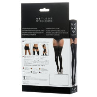 Svědivé černé punčochy s krajkou Glossy Wetlook Eliza - 78770070 - 2