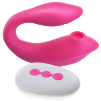 VIBRAČNĚ-SACÍ MASAŽÉR DVOUSYSTÉMOVÝ VIBRÁTOR PRO PÁRY K SEXU - 10 FUNKCÍ + OVLADAČ - 78462069 - 2