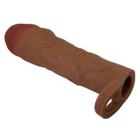 Hnědý realistický návlek na penis pro zvětšení o +5 cm - 78925159 - 4