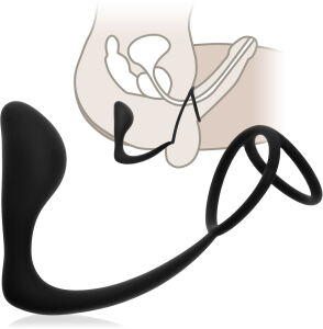 EREKČNÍ KROUŽEK S ANÁLNÍM KOLÍKEM, STIMULACE PROSTATY + SILNÁ EREKCE  - 74352241