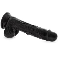 Realistické umělé dildo s varlaty černé, 19 cm - 71789386 - 2