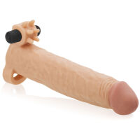 PENIS DELŠÍ O 5 CM - UNIKÁTNÍ NÁVLEK NA PENIS S VIBRACEMI A MASÁŽNÍMI VÝSTUPKY TĚLOVÁ BARVA - 72884604 - 3