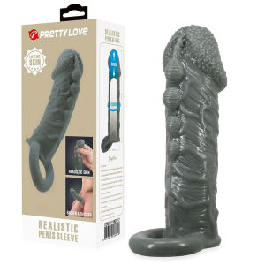 Stimulační návlek zvětšující penis s výstupky a páskem - 71427604