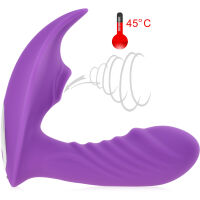 VIBRÁTOR S FUNKCÍ SÁNÍ A NAHŘÍVÁNÍ DO 45°C, SACÍ MASAŽÉR VAGINÁLNĚ-KLITORÁLNÍ FIALOVÁ BARVA - 71515799 - 5