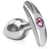 ANÁLNÍ KOLÍK Z NEREZOVÉ OCELI PLUG S RUKOJETÍ A OZDOBNÝM KAMÍNKEM  - 87654436 - 2