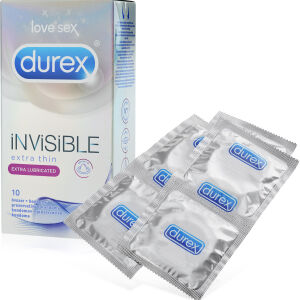 DUREX INVISIBLE EXTRA THIN - 10 KUSŮ - NEJTENČÍ KONDOMY PRO MAXIMÁLNÍ BLÍZKOST, SUPER NAVLHČENÉ - 77821615