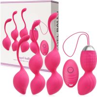VELKÁ SADA VIBRAČNÍCH VENUŠINÝCH KULIČEK + EROTICKÝ MASAŽÉR - 10 FUNKCÍ VIBRACÍ A PULSACÍ RŮŽOVÁ BARVA - 73691126 - 2