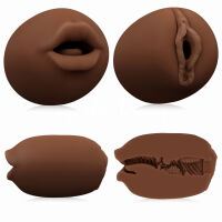 Oboustranný masturbátor pro muže hnědá pochva a ústa - 73146932 - 3