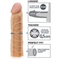 NÁVLEK Z KŮŽE CYBERSKIN PRODLUŽUJÍCÍ ZVĚTŠUJÍCÍ OBJEM PENISU REALISTICKÝ TVAR TĚLOVÁ BARVA- 74832742 - 5