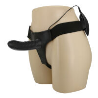 Černý vibrující strap-on umělý penis pegging + dálkový ovladač - 74011327 - 2