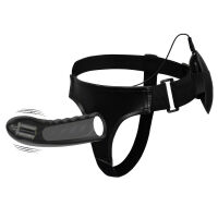 Černý vibrující strap-on umělý penis pegging + dálkový ovladač - 74011327 - 3