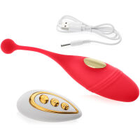 VODĚODOLNÉ VAGINÁLNĚ-ANÁLNÍ VAJÍČKO NA DÁLKOVÉ OVLÁDÁNÍ - 10 SEX FUNKCÍ ČERVENÁ BARVA - 77680213 - 2