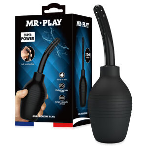 Černý intimní irigátor s balónkem pro anální sex a klystýr 310 ml - 74021258