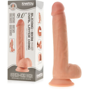 VELKÉ DILDO S POSUVNOU KŮŽÍ A POHYBLIVÝM TĚLEM SUPER REALISCTICKÝ PENIS NA PŘÍSAVCE  - 78646171