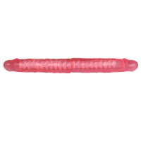 Růžový dvojitý realistický dildo s ohebnou kostrou, 38 cm - 76919397 - 3