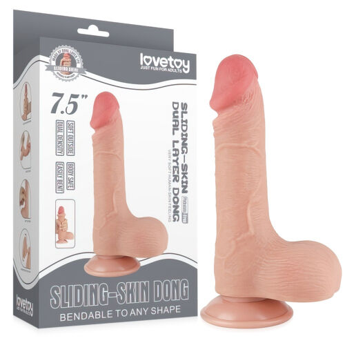 Dildo 19,5 cm, superrealistický penis s velkými varlaty - 77950502