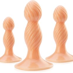 SADA 3 ANÁLNÍCH KOLÍKŮ NA PŘÍSAVKÁCH VROUBKOVANÉ PLUGY  – 74152773