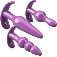 VELKÁ SADA 6 KS KE STIMULACI ANUSU ANÁLNÍ KOLÍK GELOVÝ PLUG S ÚCHYTEM FIALOVÁ BARVA - 70908588 - 2