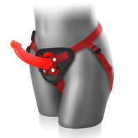 Strap-on s červeným realistickým dildem 21 cm BDSM LGBT - 71857435 - 2