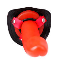 Strap-on s červeným realistickým dildem 21 cm BDSM LGBT - 71857435 - 5