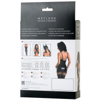 Černé elegantní šaty Glossy Wetlook Ivy + tanga - 78036501 - 2