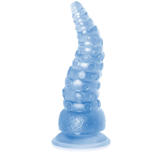 Ohebné texturované modré dildo 21 cm ve tvaru chapadla - 76849946