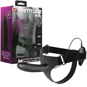 Černý pás strap-on s vibračním penisem 18,5 cm pegging - 78192200