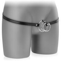 POSTROJ NA PENIS - 3 KOVOVÉ EREKČNÍ OBRUČE NA KOŽENÉM PÁSKU  - 74253250 - 2
