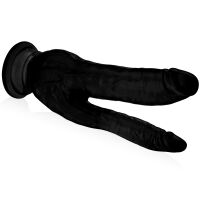 Dvojité černé silikonové dildo 20,5 cm s přísavkou - 79748582 - 2