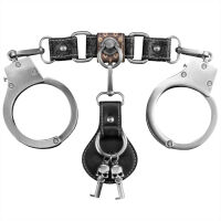 Rebellion stříbrná BDSM pouta s koženými prvky a klíčky - 77221760 - 2