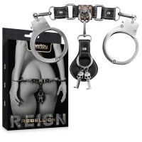 Rebellion stříbrná BDSM pouta s koženými prvky a klíčky - 77221760 - 6