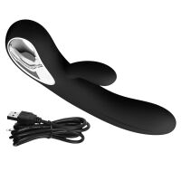 Silikonový černý vibrátor 12 funkcí masáže a výstupek na klitoris - 72641198 - 3