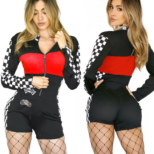 Senzuální erotický overal s šortkami a zipem Racer Girl - 70496290