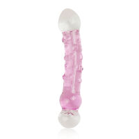 Růžové skleněné dildo s výstupky a ozdobou 16 cm - 71092191 - 3
