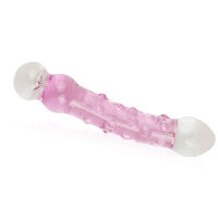 Růžové skleněné dildo s výstupky a ozdobou 16 cm - 71092191 - 2
