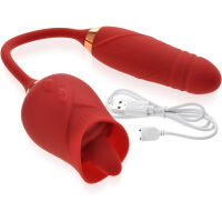 ŽENSKÝ DVOJITÝ MASTURBÁTOR 100 MOŽNOSTÍ POUŽITÍ S POSUVNÝM PENISEM A POHYBLIVÝM JAZYKEM 2v1 - 77452900 - 8