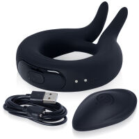 Černý vibrační erekční kroužek s výstupky 12 programů + dálkové ovládání - 75303507 - 5