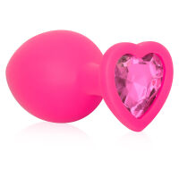 Silikonový růžový anální kolík se srdíčkem 8,1 cm - 77080715 - 3