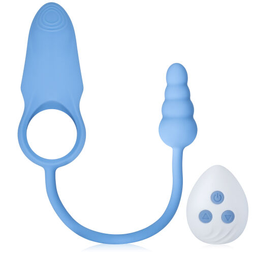 Vibrační erekční kroužek se stimulační zátkou 100 funkcí - 72231273