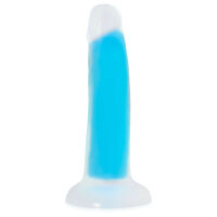 Modrý fluorescenční dildo penis 14 cm svítí ve tmě - 70509966 - 4