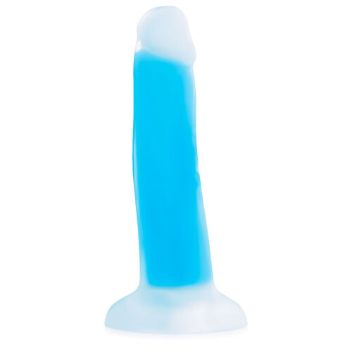 Modrý fluorescenční dildo penis 14 cm svítí ve tmě - 70509966