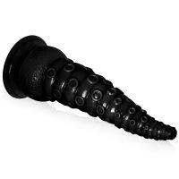 Ohebné texturované černé dildo 21 cm ve tvaru chapadla - 72773374 - 3