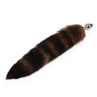 Stříbrný anální kolík s hebkým ocáskem anální plug - 75695379 - 2