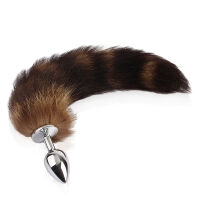 Stříbrný anální kolík s hebkým ocáskem anální plug - 75695379 - 4