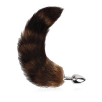 Stříbrný anální kolík s hebkým ocáskem anální plug - 75695379 - 5