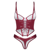 Obsessive Redya vínový komplet spodního prádla korzet + tanga - 74948775 - 2