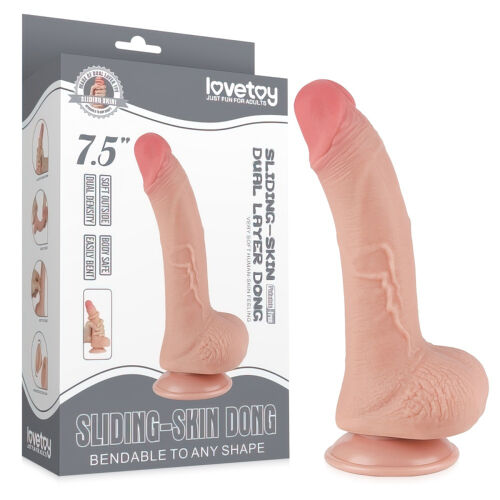 Penis 19,5 cm, superrealistické dildo s pohyblivou kůží - 75304896