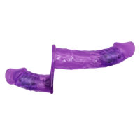 Fialový oboustranný strap-on s vibracemi dva penisy 10 cm + 18 cm - 77970723 - 6